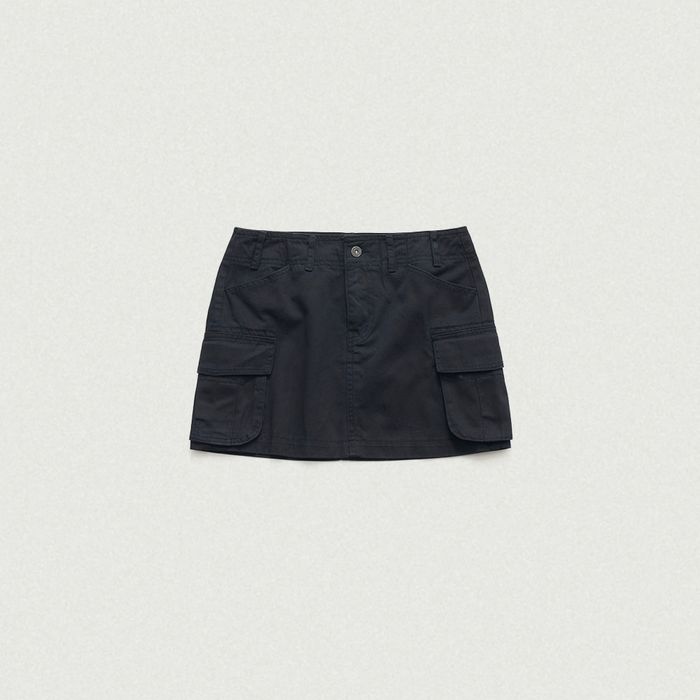 Heather Cargo Mini Skirt (Navy)