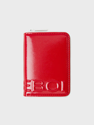 エナメルジップカードホルダー - レッド