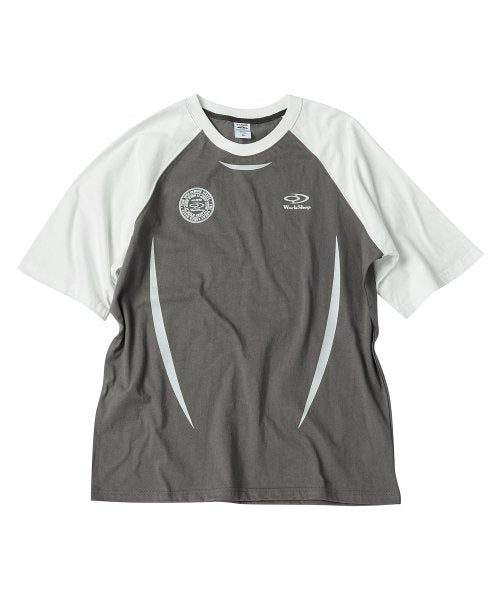 カーブドライン ラグラン ハーフスリーブ Tシャツ チャコール