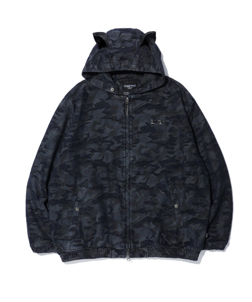 CRITIC DEVIL EARS CAMO WASHING SET UP DENIM HOODY ZIP UP BLACK - Size & Reviews | MUSINSA