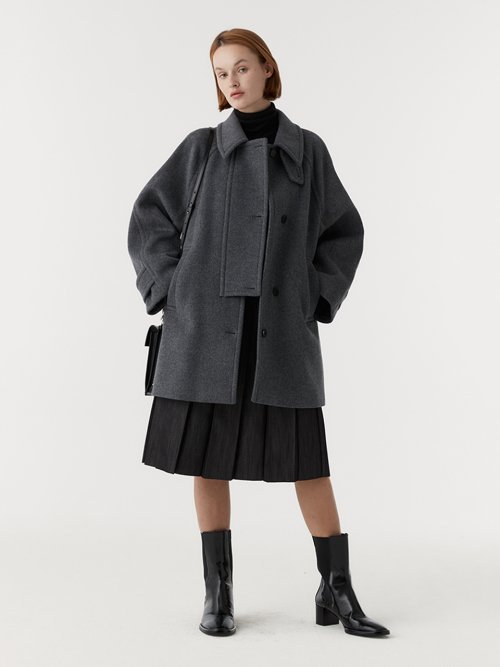 Half Balmacaan Coat (Charcoal)
