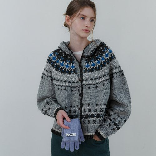 Jacquard hoodie cardigan
