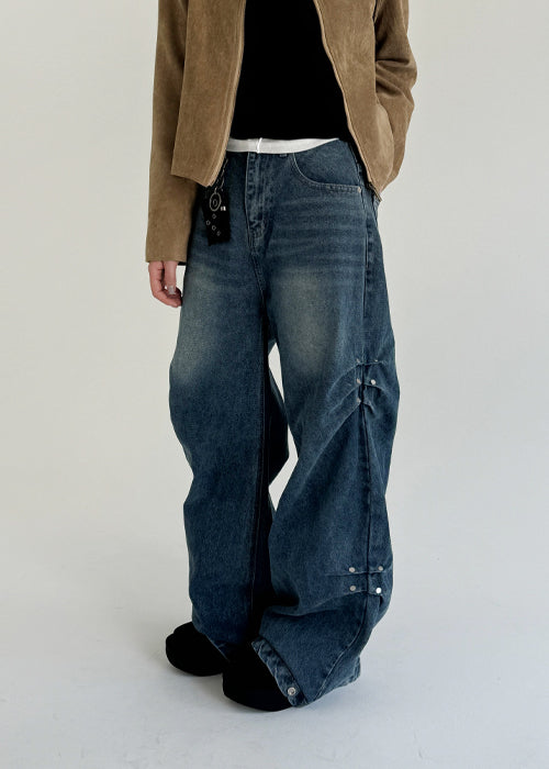 Onewi (~2XL) Never rivet denim wide pants