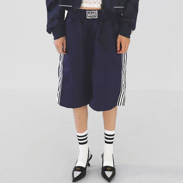 [w-srt24-040] Billy track Bermuda pants. - Navy