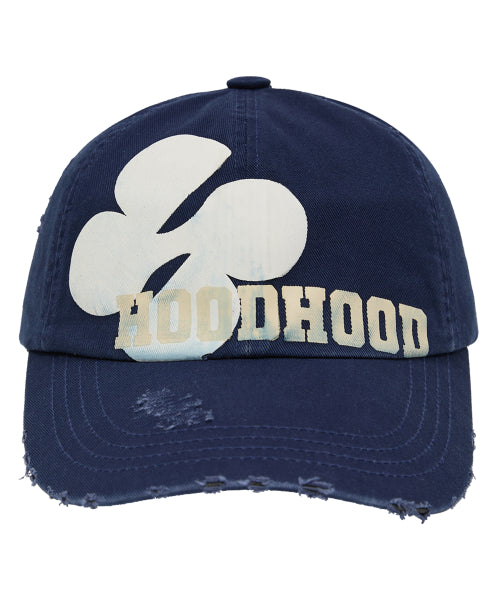 Multi Logo Distressed Ball Cap Navy