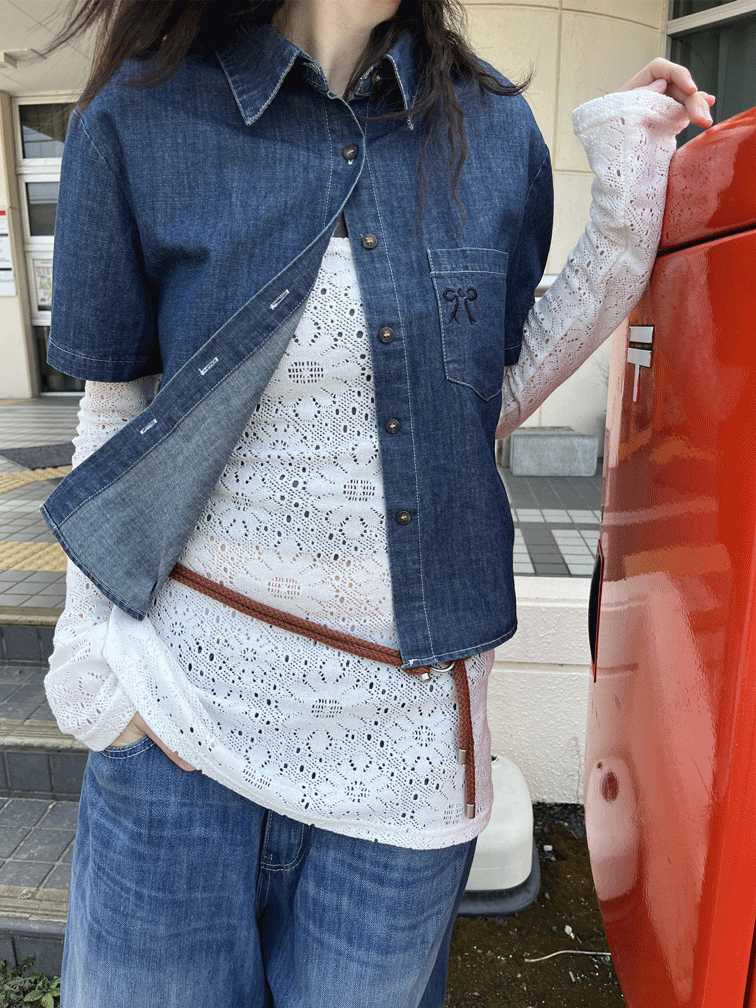 Kim's Nine Ribbon Pocket Short-Sleeved Shirt (Cool Denim)
