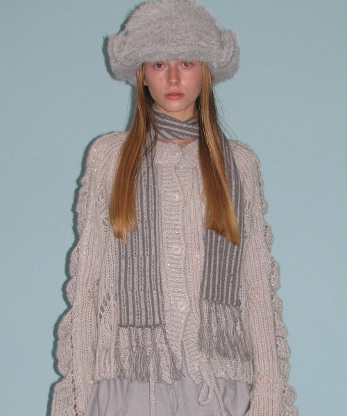 Glittered Knit Cardigan [Gray]