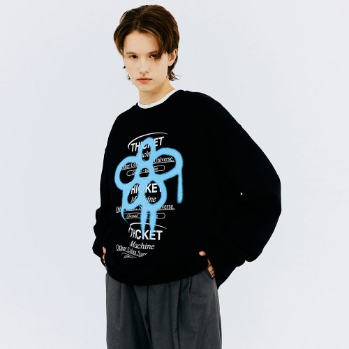 THICKET MACHINE FLOWER SWEATSHIRT-BLACK