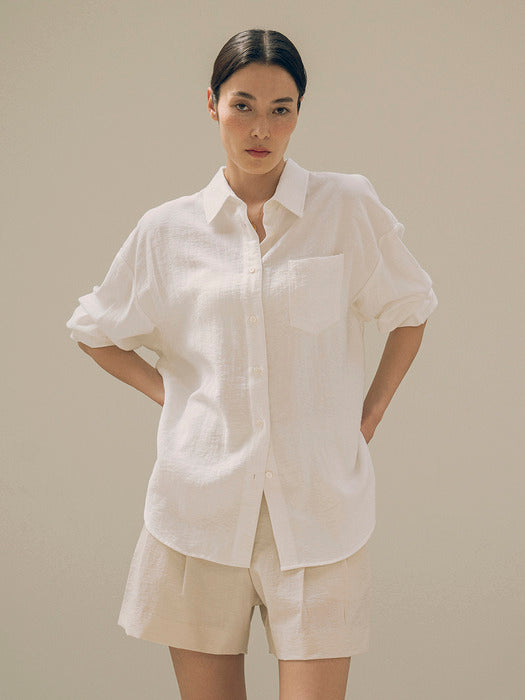 SITP5151 Oversized Lounge Silky Shirt_White