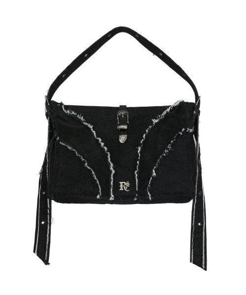 RAW CUT DENIM 2WAY BAG - BLACK