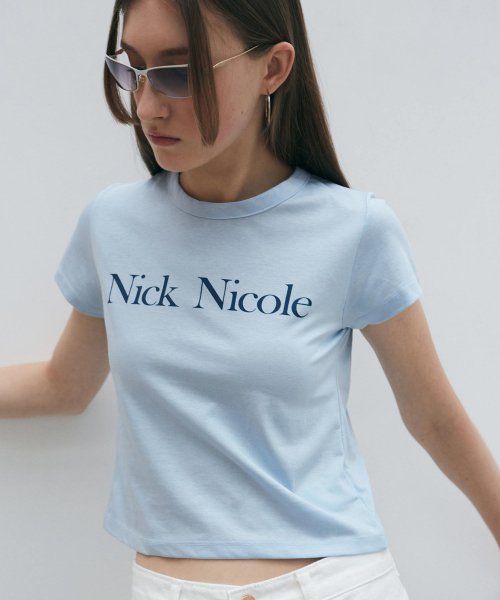 NICOLE CLASSIC LOGO CROP TEE_SKY BLUE