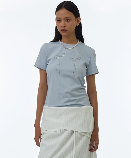 Pearl Ribbon T-shirt [Powder Blue]