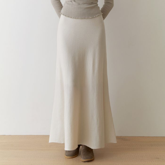 Ooze knit flare skirt (cream)