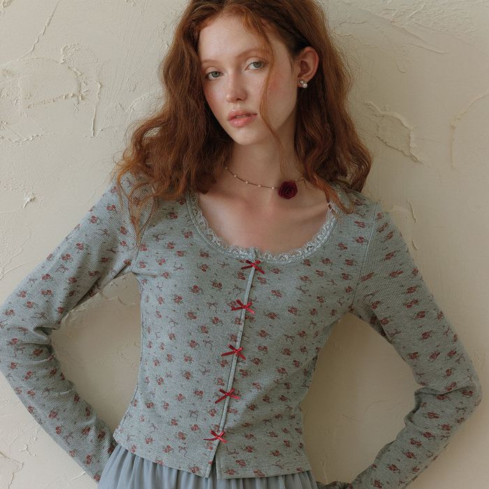 DD_Floral ribbon long sleeve top