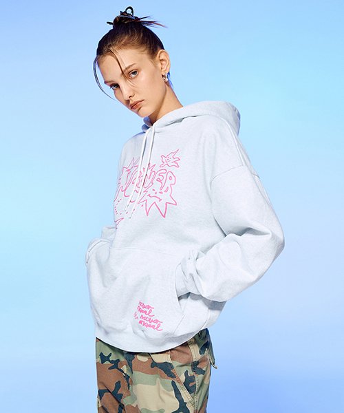 BAD CHILD STAR HOODIE-WHITE MELANGE