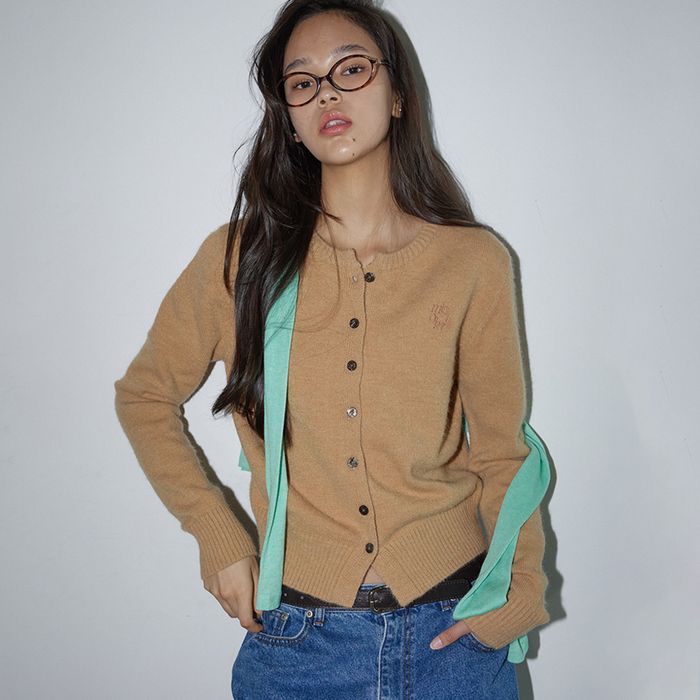 BASIC WOOL KNIT CARDIGAN WARM BEIGE