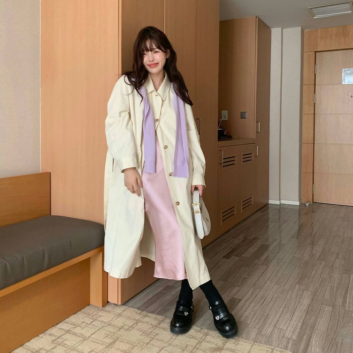 Belted Long Trench Coat_Cream