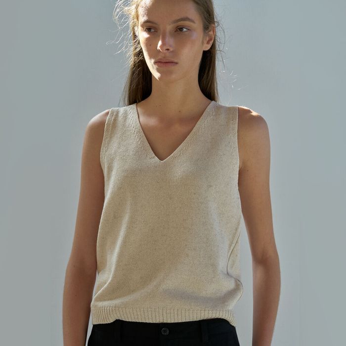 Paper sleeveless top (Oatmeal)