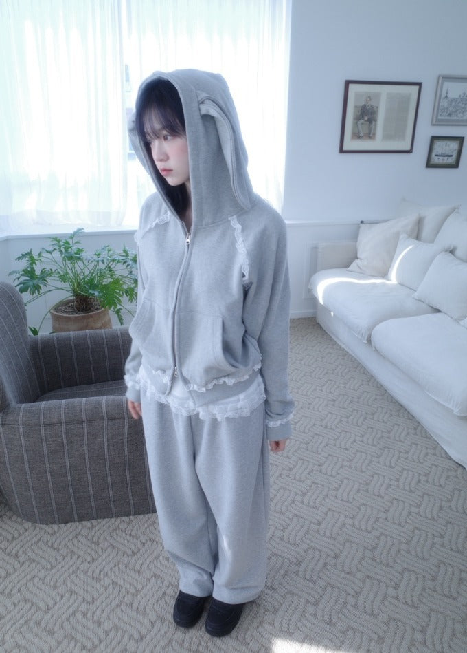 MYORANG Bunny hood zip-up