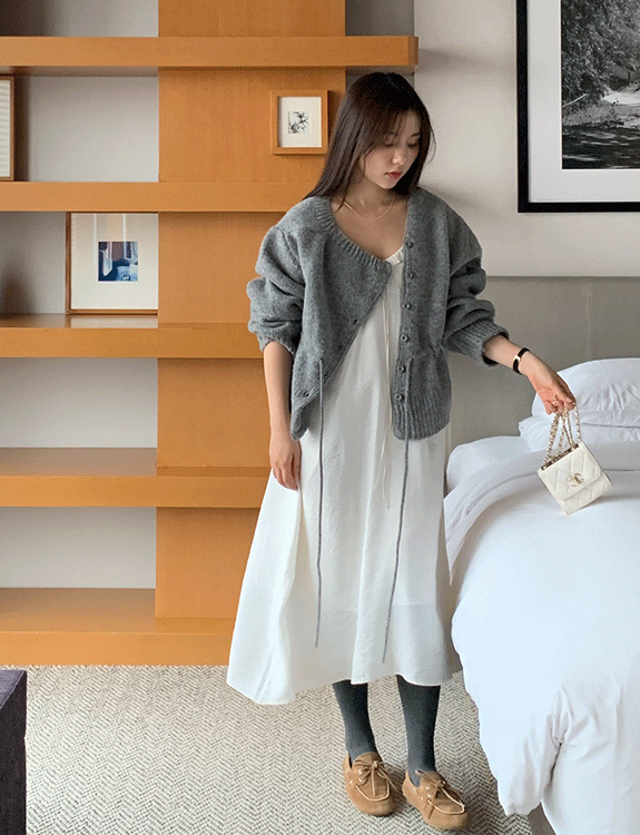 With Yoon [Door-to-door runaway/wool 100%/diagonal design] Eto String Cardigan