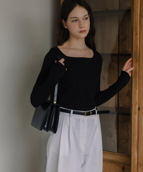 Square Neck T-Shirt - Black