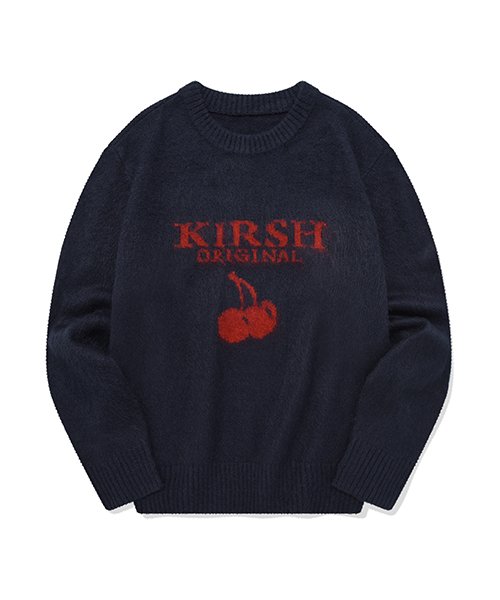 Cherry Jacquard Graphic Round Knit [Navy]