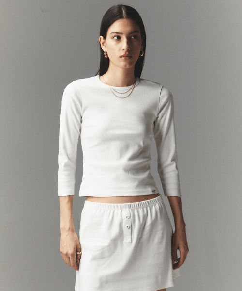 GLOWNY 3/4 G CLASSIC TEE (WHITE) - Size & Reviews | MUSINSA