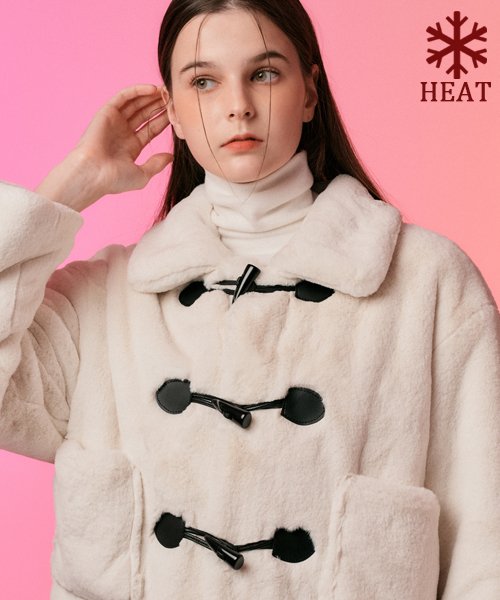 [Mink ver.] Oversized Tteokbokki Duffle Shearling Mustang Jacket [Ivory] Vegan Fur ver.