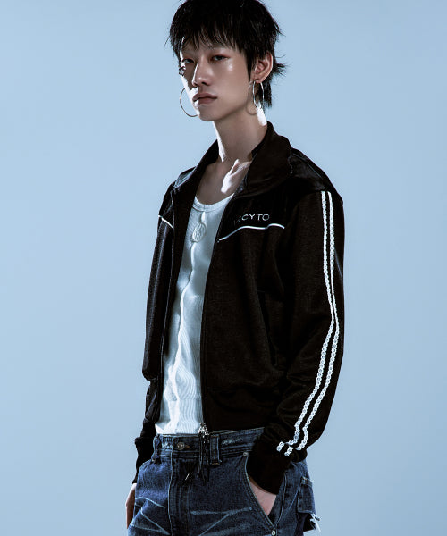 Piping Line Track Zip Up Jacket [Black]