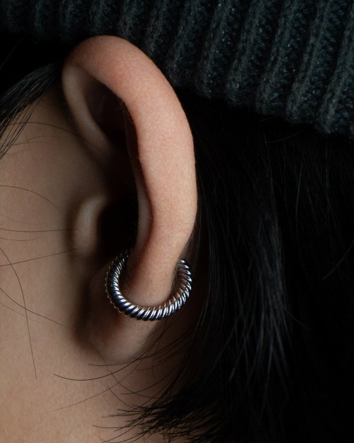Twist Silver Ear Cuff