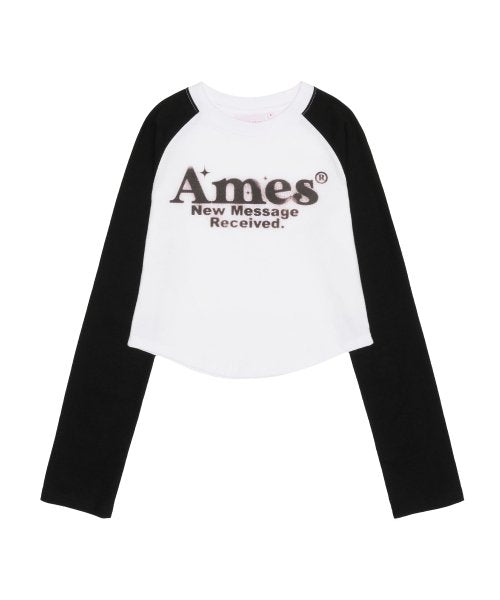 Round Hem Raglan Long Sleeve Tee White