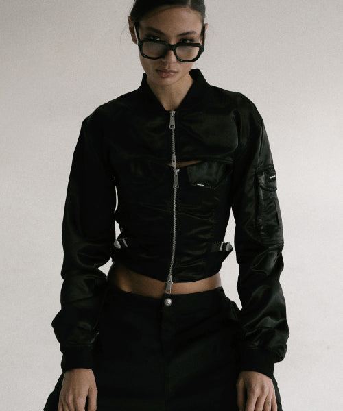 Bomber Crop MA-1 Jacket - Black