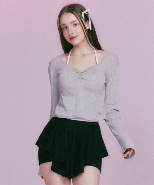MF Demi Shirring Long Sleeve - Gray