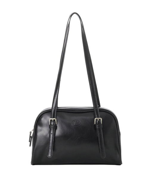 Vegan Leather Long Strap Bag Black