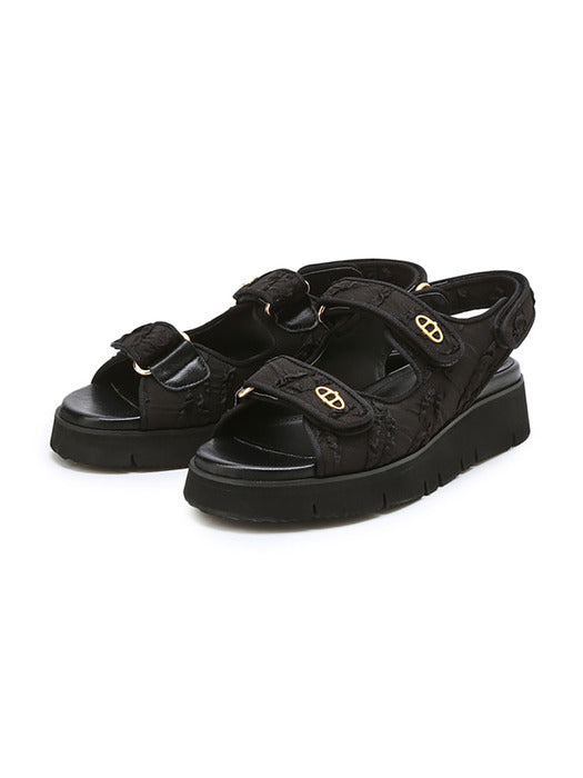 [DOUBLE A] Black Lace Sandals AASO4F616BK