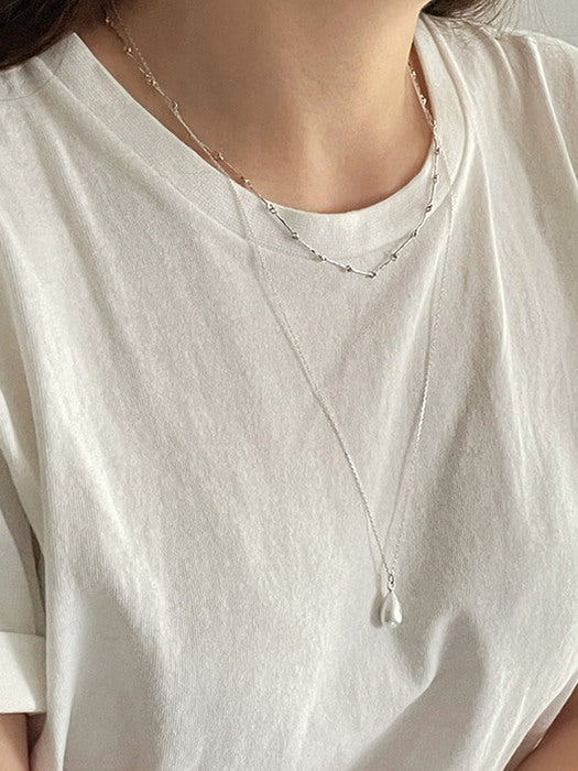 oar Silver925 Raindrop Long Necklace