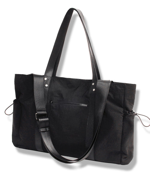 Leather Handle Boston Bag BLACK