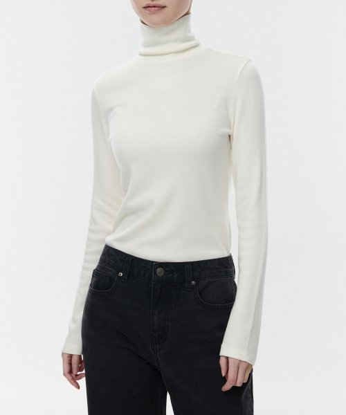 [Hit Standard] Women's Brushed Slim Turtleneck Long Sleeve T-Shirt [Cream]