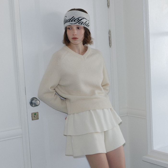KID MOHAIR V-NECK TOP, IVORY