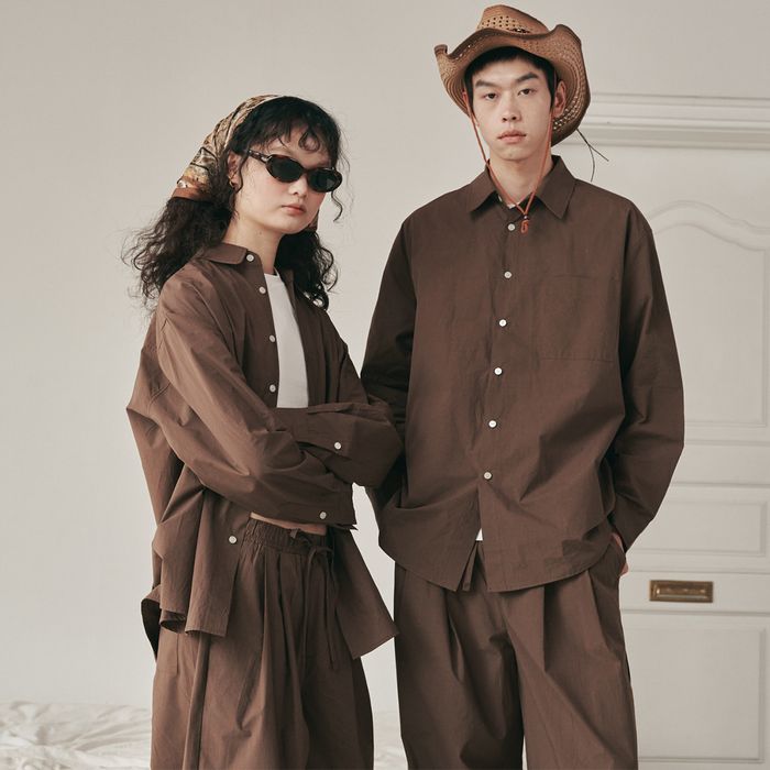 [29CM Only] (uni) Door-to-door Solid Shirt Brown