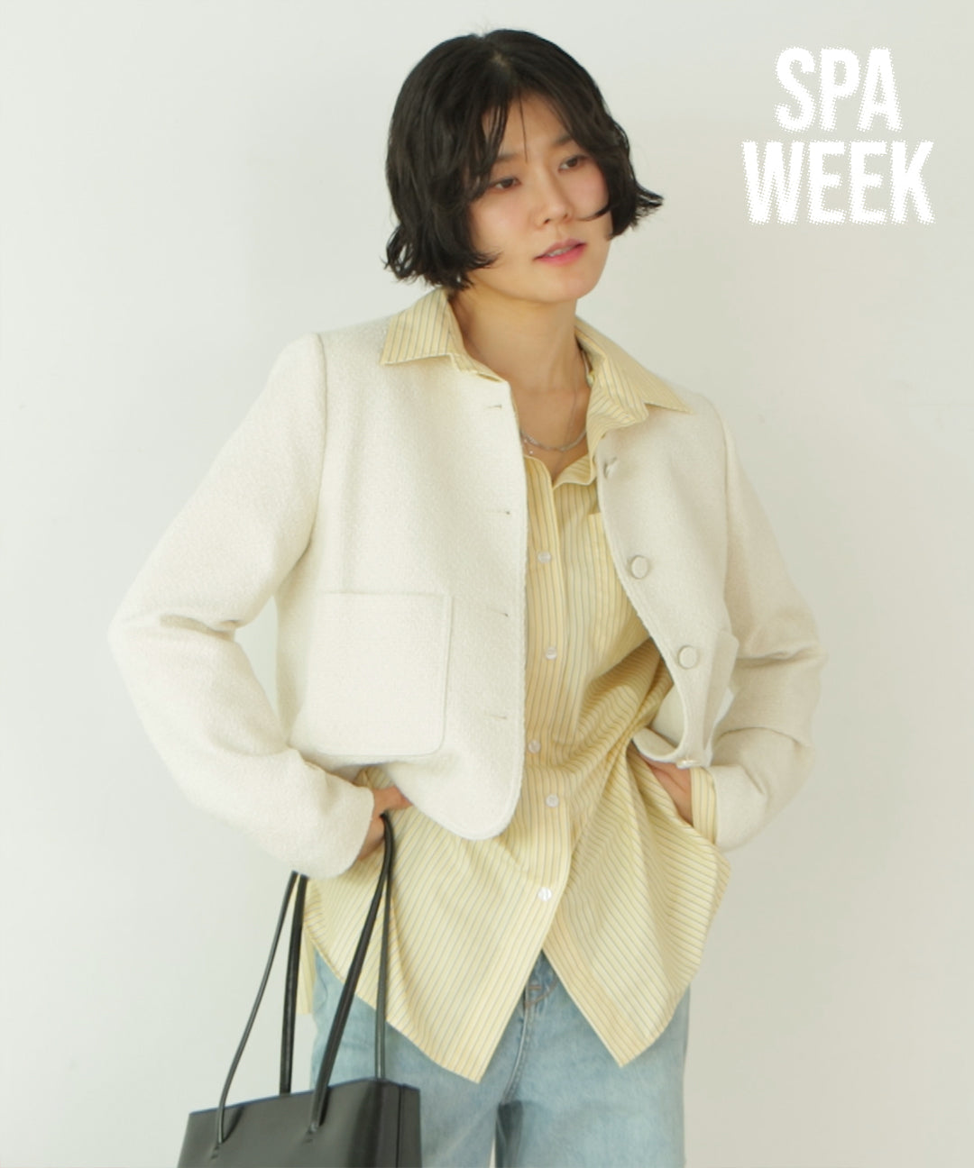 Spao [Purple Clare, Light Blue PICK] Tweed Jacket_SPJKF23W03