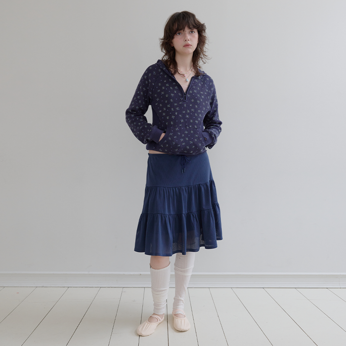 Mesh Tiered Skirt (Navy)