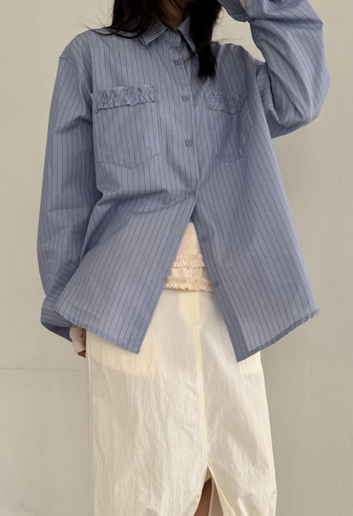 Another language frill pocket shirts