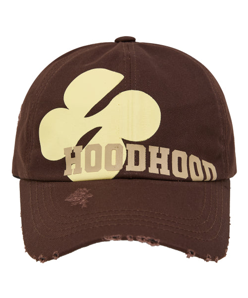 Multi Logo Distressed Ball Cap Brown