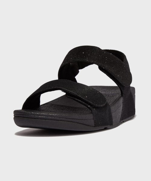 Lulu Shimmerlux Backstrap Sandals All Black