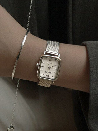 Women's Mother-of-Pearl Mesh Watch Harbor Silver