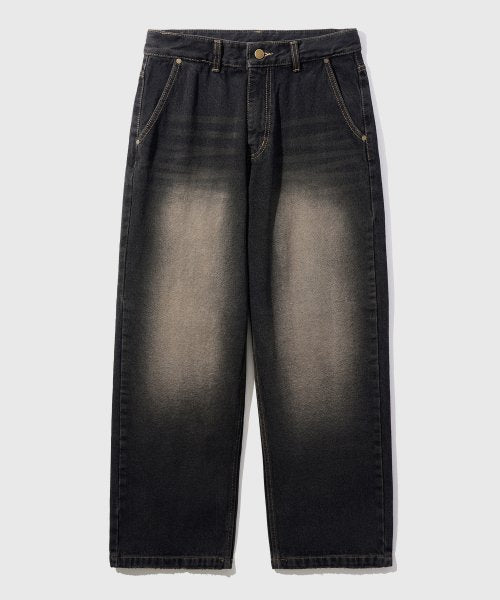 Desert Washing Wide Denim Pants Black SOLP2501