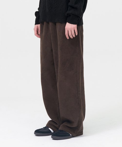 Corduroy Wide Banding Pants (Brown)
