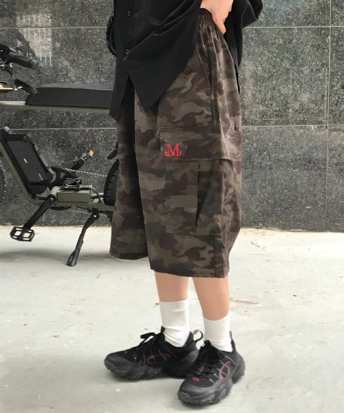 Camo Cargo Pants Military Poly Nylon Bermuda Half Pants (2 Colors)
