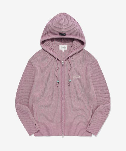 PHYPS짰 Bead Point Knit Hoodie Zip Up Pink